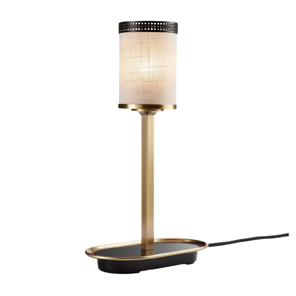 **Lampa stołowa z abażurem – nowoczesny design z metalowymi akcentami**